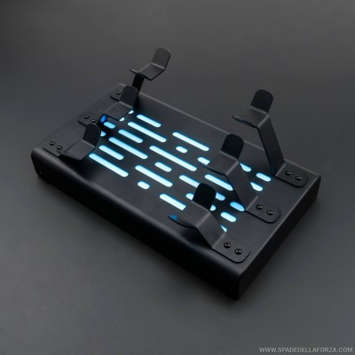 metal lightsaber stand with lights.