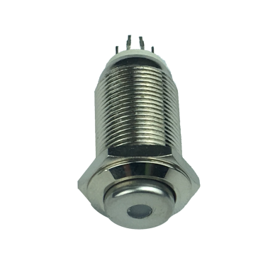 Vandal-proof metal on-off switch with LED SPY. 12mm.