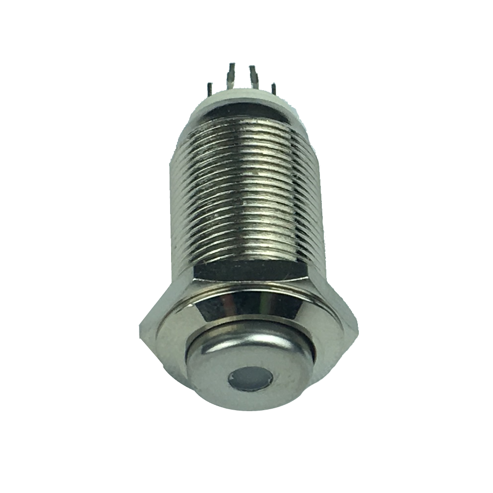 Vandal-proof metal on-off switch with LED SPY. 12mm.