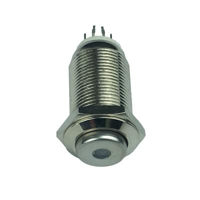 Interruttore on-off metallo antivandalo con SPIA led. 12mm.