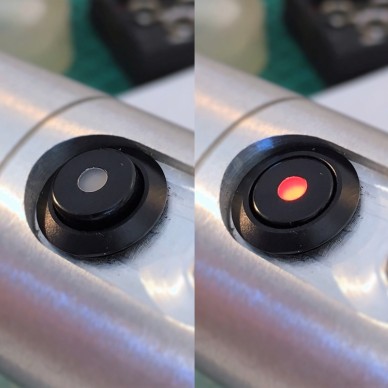 Vandal-proof black on-off switch with LED SPY. 12mm.