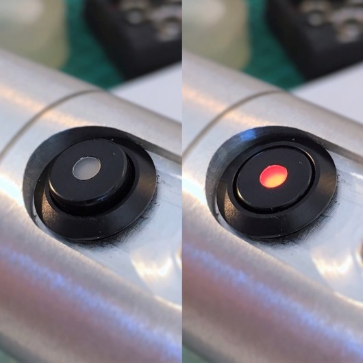 Vandal-proof black on-off switch with LED SPY. 12mm.