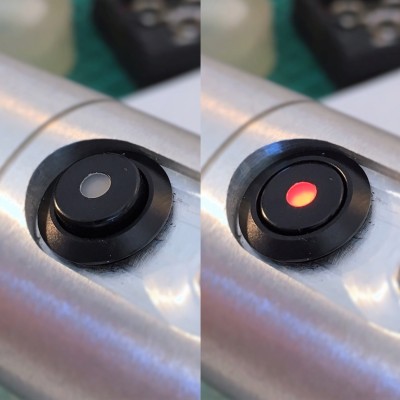 Interruttore on-off nero antivandalo con SPIA led. 12mm.