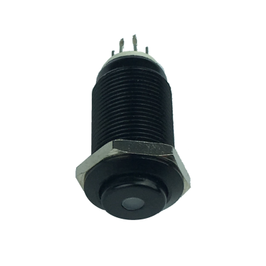 Interruttore on-off nero antivandalo con SPIA led. 12mm.