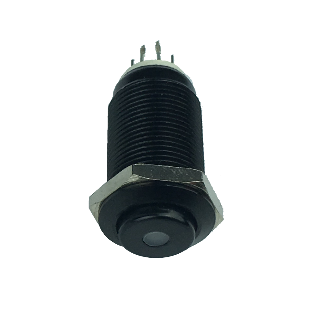 On-off switch black vandal-resistant with led LIGHT. 12mm.