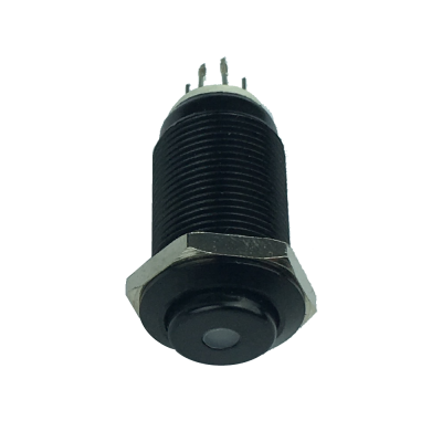 Interruttore on-off nero antivandalo con SPIA led. 12mm.