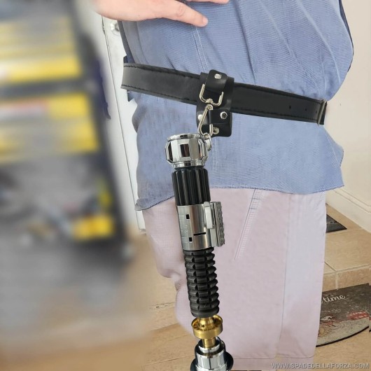 Porta spada laser in ecopelle per cintura, singola spada con anello. vari colori