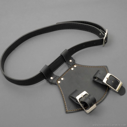 Faux leather lightsaber holder for belt, single handle.