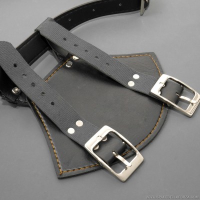 Faux leather lightsaber holder for belt, single handle.