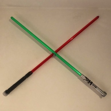 Support crossed two lightsabers to X to the wall.