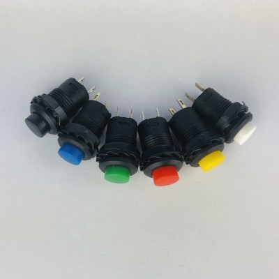 Vandal-proof plastic on-off switch. 12mm. various colors