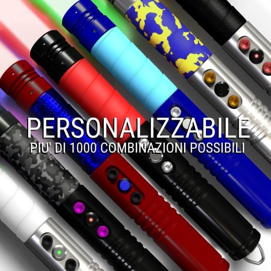 più di mille personalizzazioni per ogni tipologia di spada laser da combattimento personalizzabile.