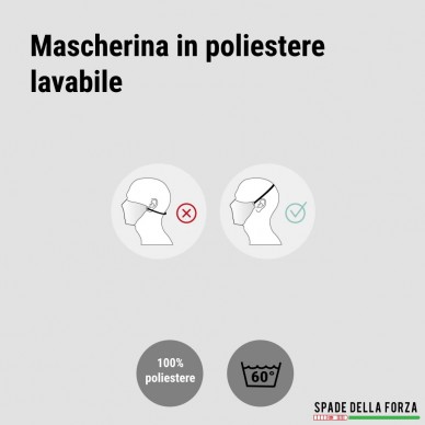 Mascherina in poliestere lavabile protezione vie respiratorie e Covid-19