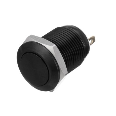 Interruttore in metallo on-off NERO. Antivandalo per fori da 12mm.