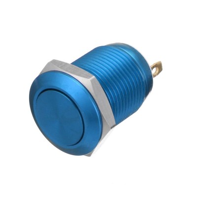 BLUE on-off metal switch. Vandal-proof for 12mm holes.