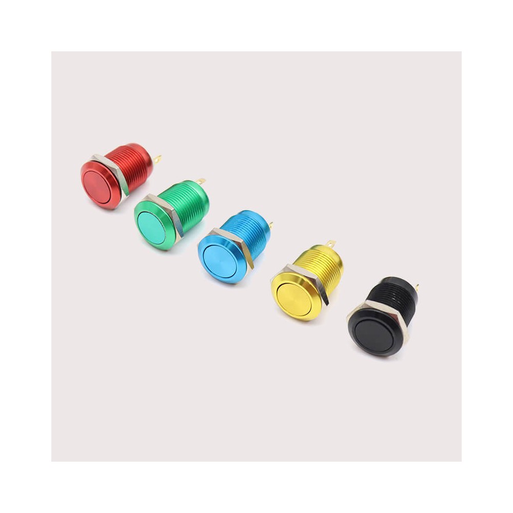 COLORED on-off metal switch. vandal-proof for 12mm holes.