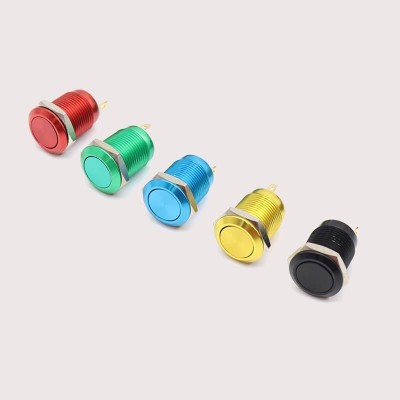 COLORED on-off metal switch. vandal-proof for 12mm holes.